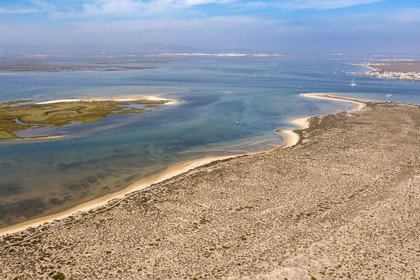Portugal, Algarve, Ria Formosa Natural Park, Faro, Island of Barreta or Deserta (Ilha da Barretta or Deserta)(aerial view)