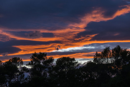 France, Gard, Bagard, sunset with clouds