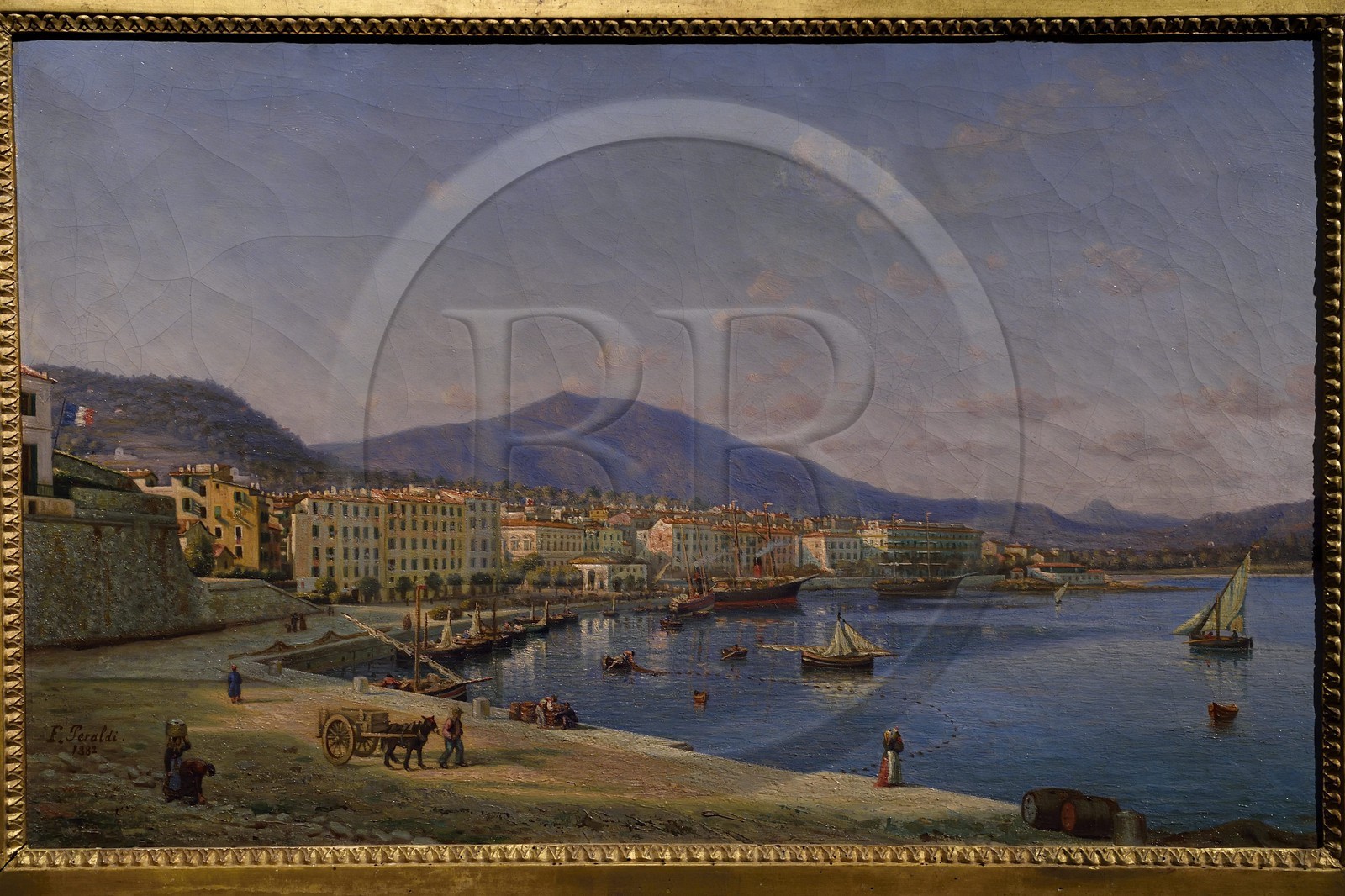 France, Corse-du-Sud (2A), Ajaccio, musée Fesch (musée des beaux-arts), vue du port d'Ajaccio en 1882 du peintre Francois Peraldi