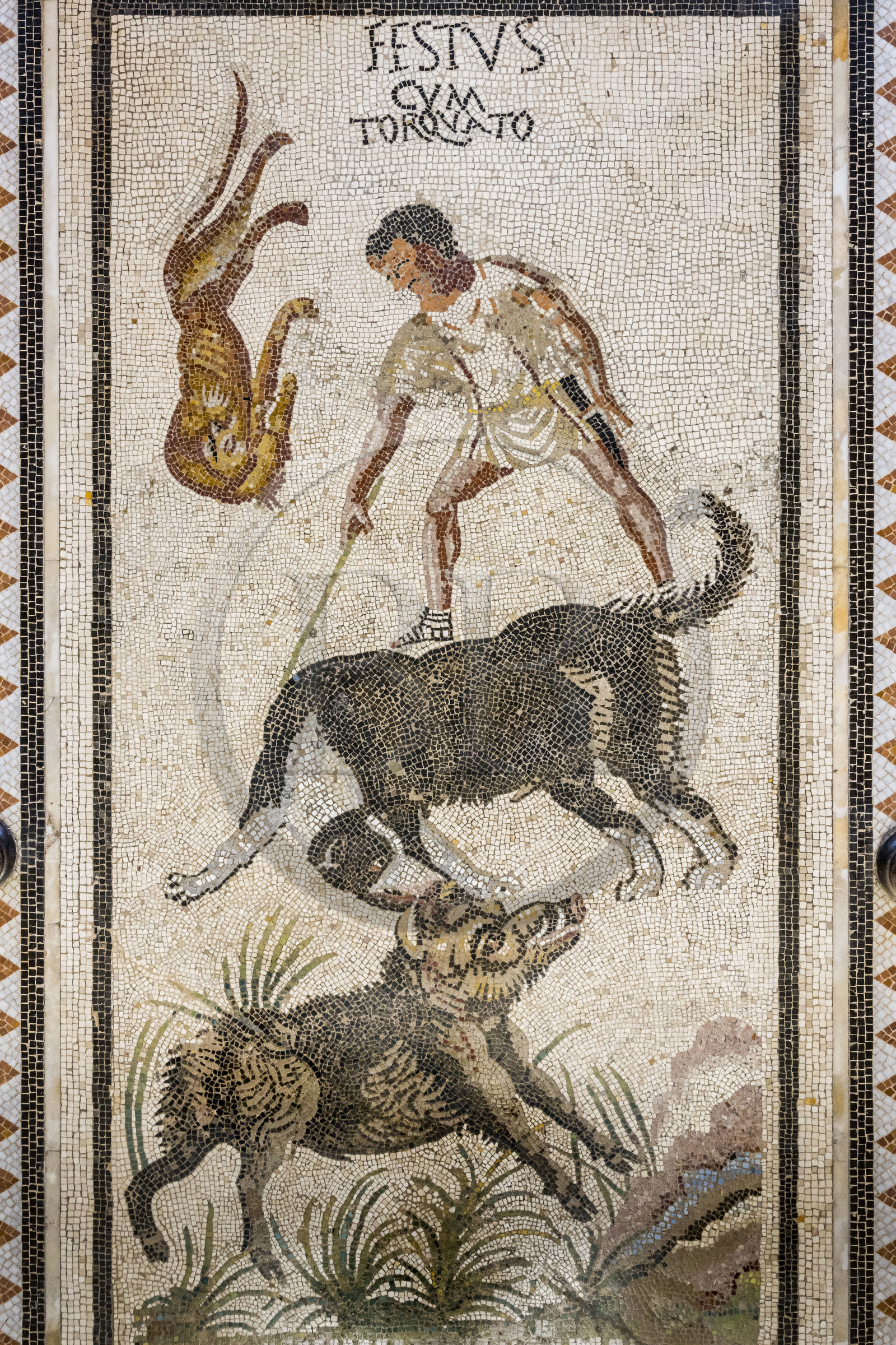 France, Oise (60), Chantilly, le chateau de Chantilly, le musée Condé, mosaïque de Pompei dans la rotonde qui domine la galerie de Peinture