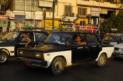 Egypt, Cairo, taxi in the traffic jam