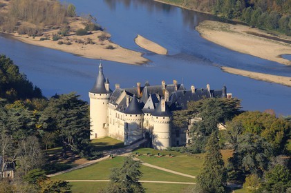 France, Loir et Cher, Loire Valley, listed as World Heritage by UNESCO, Chaumont sur Loire, the castle (aerial view)