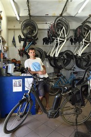 France, Var, Iles d'Hyeres, Parc National de Port Cros (National park of Port Cros), Porquerolles island, Edouard Ridolfi, creator of Porquerolles à Vélo bike rental company