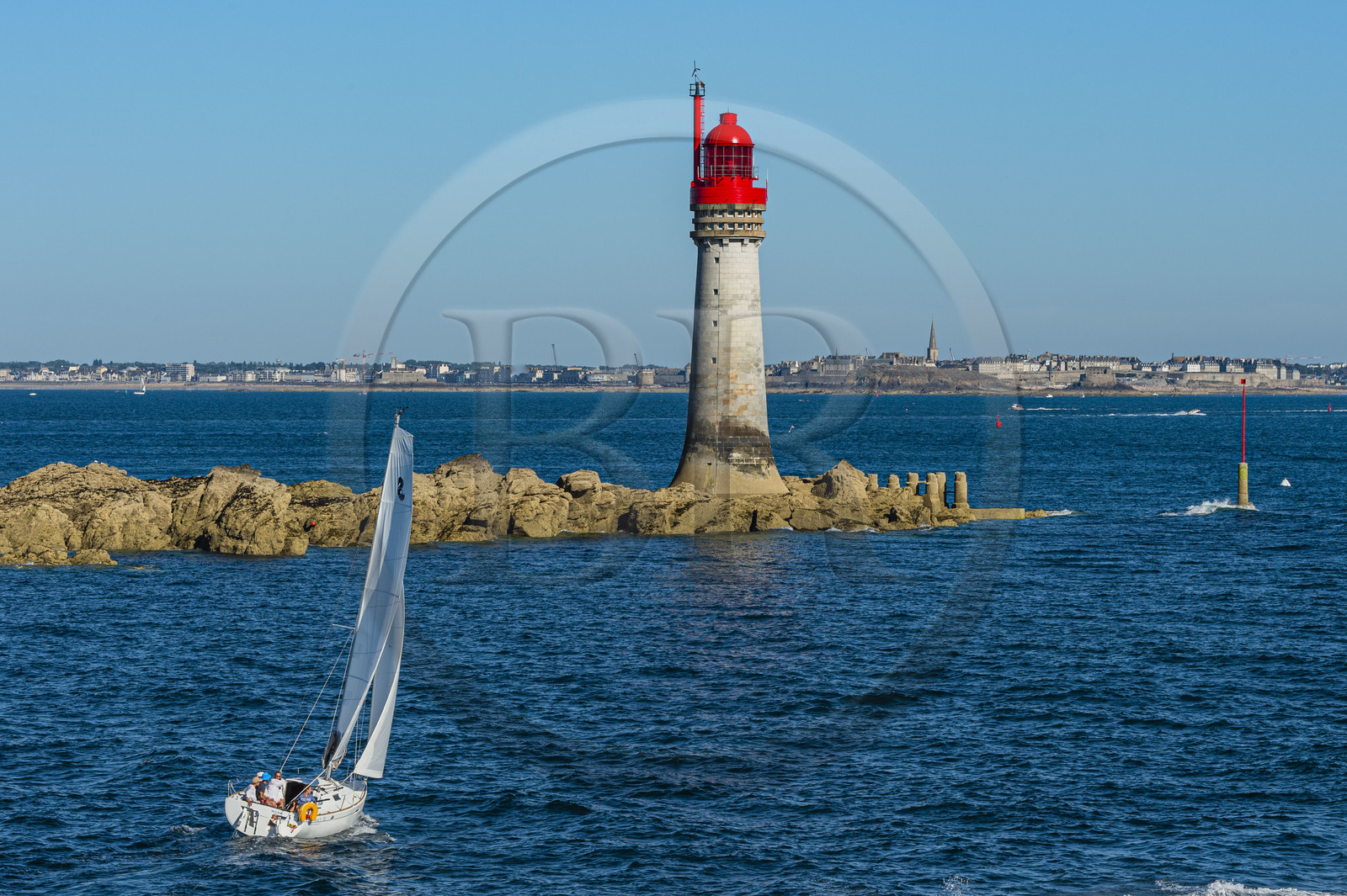 France, Ille-et-Vilaine (35), Côte d'Emeraude, Saint-Malo, le phare du Grand-Jardin