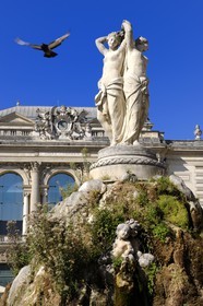 France, Herault, Montpellier, Place de la Comedie, Fontaine des Trois Graces (Fountain of Three Graces)