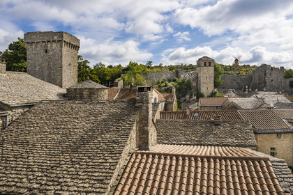 France, Aveyron, Causses and the Cévennes, cultural landscape of Mediterranean agro-pastoralism, listed as World Heritage by UNESCO, La Couvertoirade, labelled Les Plus Beaux Villages de France (The Most Beautiful Villages of France), fortified village on the Larzac plateau