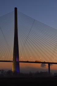 France, between  Calvados and Seine Maritime, the Pont de Normandie (Normandy Bridge) at dawn, it spans the Seine to connect the towns of Honfleur and Le Havre