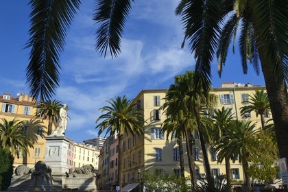 France, Corse du Sud, Ajaccio, Place Marechal Foch (square also known as Place des Palmiers), statue of Napoleon Bonaparte as a Roman consul by sculptor Massimiliano Laboureur