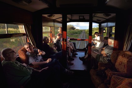 Namibia, Erongo region, the Shongololo express train, observation platform of the last car