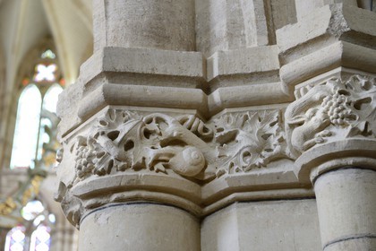 France, Marne, village of Saint-Amand-sur-Fion, Saint-Amand church, frieze depicting the life of the village, here the vineyard and its predators