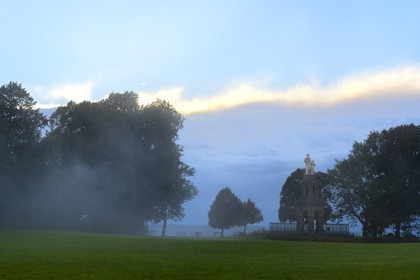 France, Meurthe-et-Moselle, Saintois region, colline de Sion-Vaudemont (hill of Sion), Basilica of Notre Dame de Sion garden