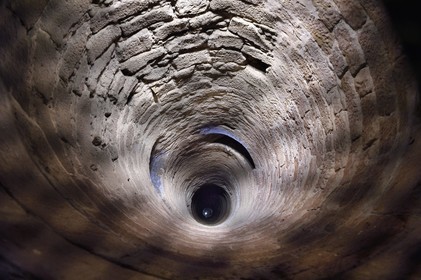 France, Bas Rhin, Orschwiller, Alsace Wine Road, Haut Koenigsbourg Castle, the well 62 meters deep