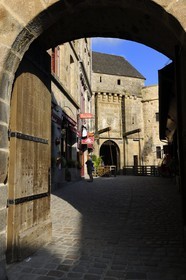 France, Manche, Mont Saint Michel, listed as World Heritage by UNESCO, the King Gate and the restaurant La Mère Poulard