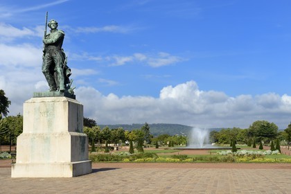 France, Moselle, Metz, statue of Marshal Ney faithful of the Emperor Napoleon 1st and born in Lorraine at the entrance of the Esplanade Gardens