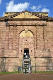 France, Haut-Rhin, Neuf Brisach, town fortified by Vauban, listed as World Heritage by UNESCO, the Porte de Belfort and the Vauban museum to the south-west