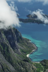 Norvège, Nordland, Iles Lofoten, Ile de Skrova (vue aérienne)
