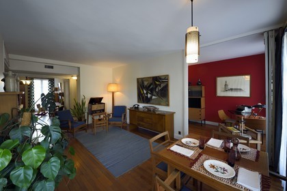 France, Seine-Maritime (76), Le Havre, Centre-ville reconstruit du Havre par Auguste Perret classé Patrimoine Mondial de l'UNESCO, Maison du Patrimoine atelier Perret, appartement temoin de la reconstuction, agencé et meublé année 1950