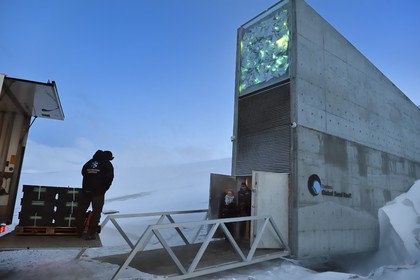 Norway, Svalbard, Spitzbergen, Longyearbyen, Svalbard Global Seed Vault (Seed Bank) provides a safety back-up for existing genebank collections, seed delivery by NordGen