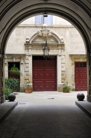 France, Hérault (34), Montpellier, Hôtel de Montferrier (17e siècle), classé monument historique, la cour d'honneur