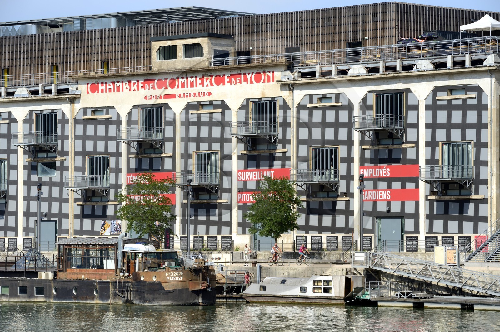 France, Rhône (69), Lyon, nouveau quartier de La Confluence au sud de la Presqu'île, Quai Rambaud, la Sucrière ancien entrepôt des années 1930 accueille depuis 2003 la biennale d'art contemporain
