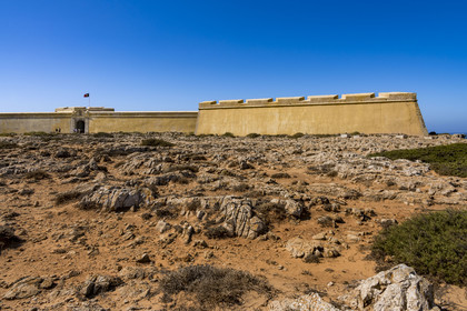 Portugal, Algarve, South-West Alentejano and Costa Vicentina natural park, Sagres in the extreme southwest of Portugal and Europe, the Fortress of Sagres built in the 15th century (La Fortaleza)