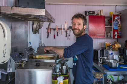 France, Finistère, Iroise Sea, Molene Island, restaurant and gite Chez Albin, Albin Le Berre
