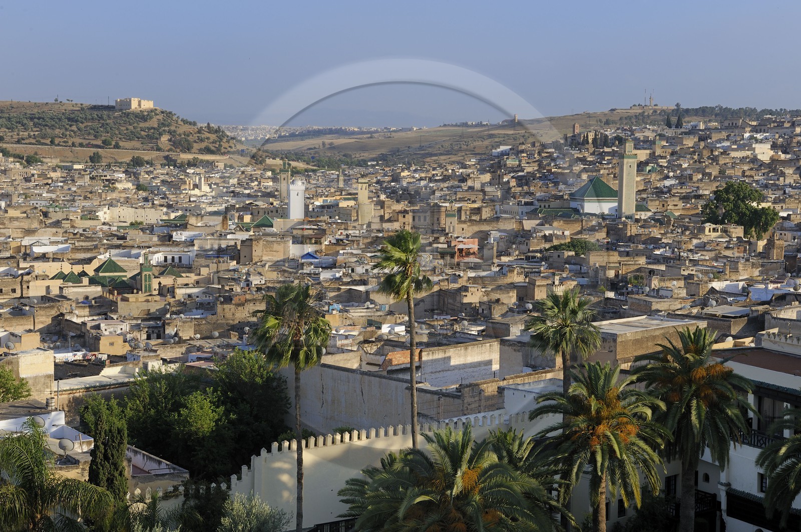 Morocco, Middle Atlas, Fez, Imperial City, Fez El Bali, medina listed as World Heritage by UNESCO, view from the Jamai Palace