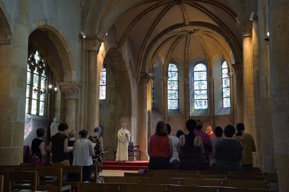 France, Moselle (57), Metz, l'église Saint-Maximin abrite les seuls vitraux connus dessinés par Jean Cocteau