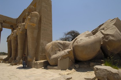 Egypte, Haute Egypte, vallée du Nil, environs de Louxor, nécropole thébaine classée Patrimoine Mondial de l'UNESCO, Thèbes Ouest, temple de Ramesseum
