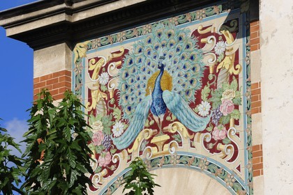 France, Herault, Beziers, the Art Nouveau peacock house on Pierre Duchartre street