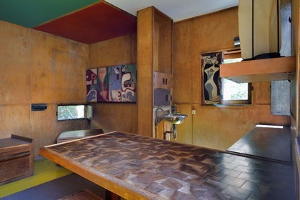 France, Alpes-Maritimes (06), Roquebrune-Cap-Martin, oeuvre architecturale de Le Corbusier, classée Patrimoine Mondial de l'UNESCO, Cap Martin, cabanon Le Corbusier de 1952 (Demande d'autorisation nécessaire avant publication)