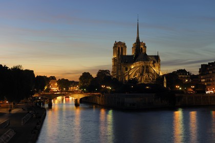 France, Paris (75), les rives de la Seine, classées Patrimoine Mondial de l'UNESCO, la cathédrale Notre-Dame
