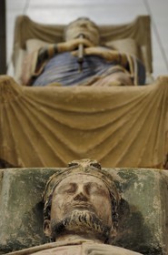 France, Maine et Loire, Loire Valley listed as World Heritage by UNESCO, Fontevraud l' Abbaye, Fontevraud Abbey Church, House of Plantagenet recumbent statues, Richard the Lionheart (Richard Coeur de Lion)