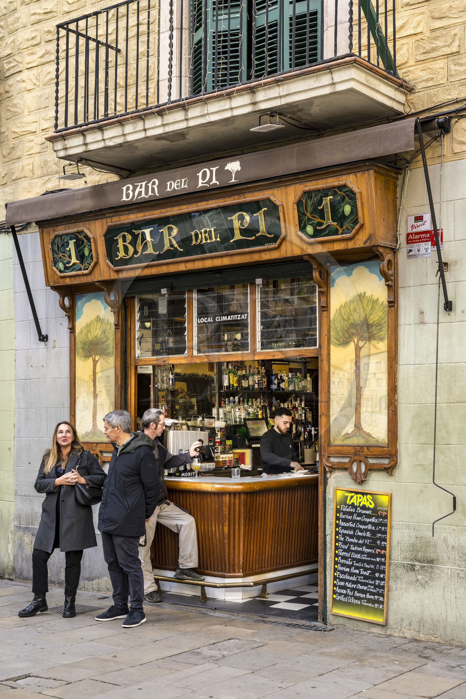 Espagne, Catalogne, Barcelone, quartier du Barrio Gotico, Bar del Pi sur la placa de Sant Josep Oriol