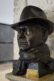 France, Rhône (69), Lyon, Centre d'Histoire de la Résistance et de la Déportation (CHRD), Jean Moulin héro de la Résistance vu par Delorme-Duc