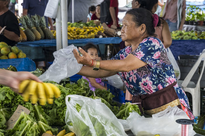 France, Guyane, Javouhey, marché du dimanche Hmong, réfugiés du Laos arrivés en 1978 qui se sont spécialisés dans la culture fruitière