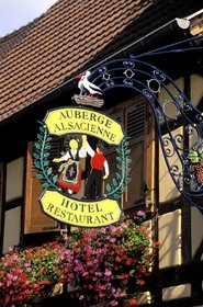 France, Haut Rhin, Eguisheim village, labelled Les Plus Beaux Villages de France (The Most Beautiful Villages of France), Alsatian Inn
