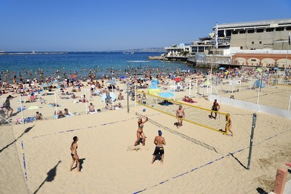 France, Bouches-du-Rhône (13), Marseille, quartier des Catalans, plage des Catalans