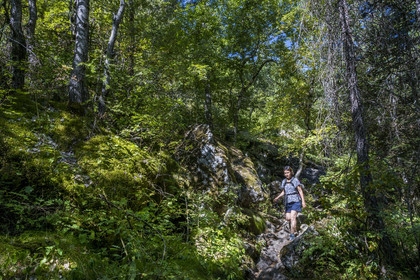 France, Hautes Alpes (05), Chateauroux-les-Alpes, randonnée de la Cascade de la Pisse par le canal de Gramorel