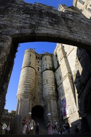 France, Manche, Mont Saint Michel, listed as World Heritage by UNESCO, the Chatelet, fortified entrance of the abbey