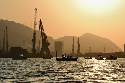 Spain, Basque Country, Biscay Province, Santurtzi, industrial port of Bilbao at the mouth of the river Nervion