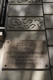 France, Paris (75), n°73 rue Caulaincourt où vécu le peintre, dessinateur et lithographe Théophile-Alexandre Steinlen