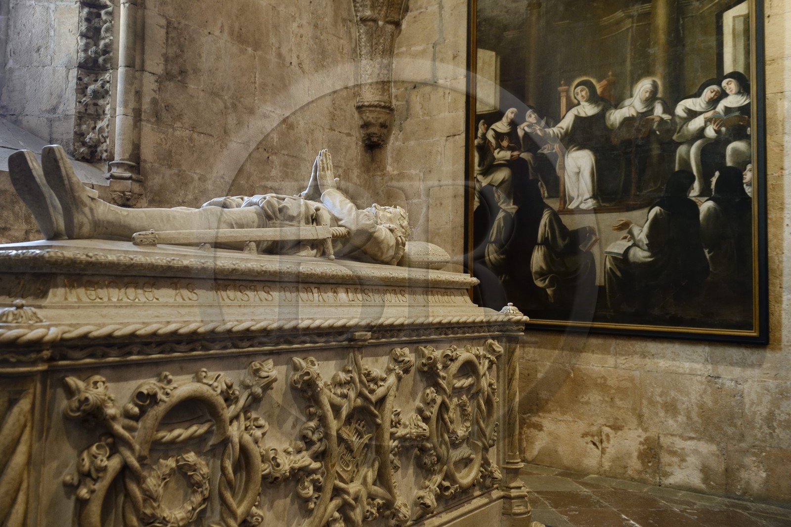 Portugal, Lisbonne, Bélem, Monastere des Hiéronymites (Mosteiro dos Jerónimos), classé Patrimoine Mondial de l'UNESCO, église Santa Maria, tombeau du poète Luis Vaz de Camoes dit Camoens