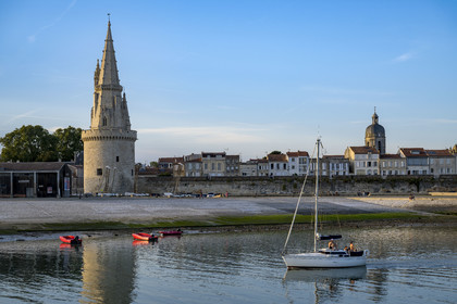 France, Charente Maritime, La Rochelle, the Old Port entrance, the tour de la Lanterne