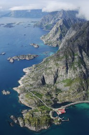Norway, Nordland County, Lofoten Islands, Vestvagoy island (aerial view)