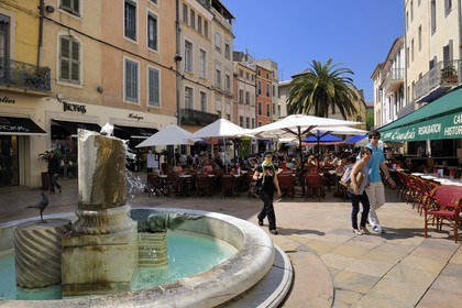 France, Gard, Nimes, crocodile fountain of the market place by Martial Raysse