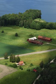 Sweden, Östergötland County farm (aerial view)