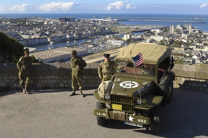 France, Manche (50), Cherbourg, Fort du Roule - musée de la Libération, reconstitution historique de la période du débarquement lors de la journée du patrimoine, soldats américains