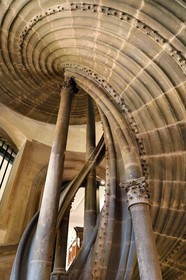 France, Bas Rhin, Strasbourg, old town listed as World Heritage by UNESCO, Musee de l'Oeuvre Notre Dame (Oeuvre Notre Dame museum), spiral staircase of one of the architect of the cathedral Hans Thoman Uhlberger (1576-1608)