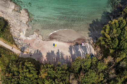 France, Morbihan, Groix Island, Red Sands beach (aerial view)